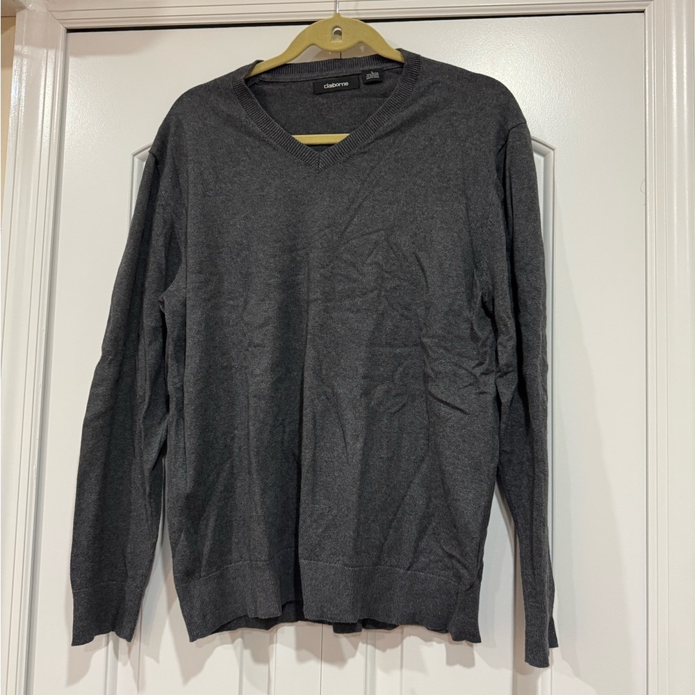 Claiborne Men's Charcoal V-Neck Sweater